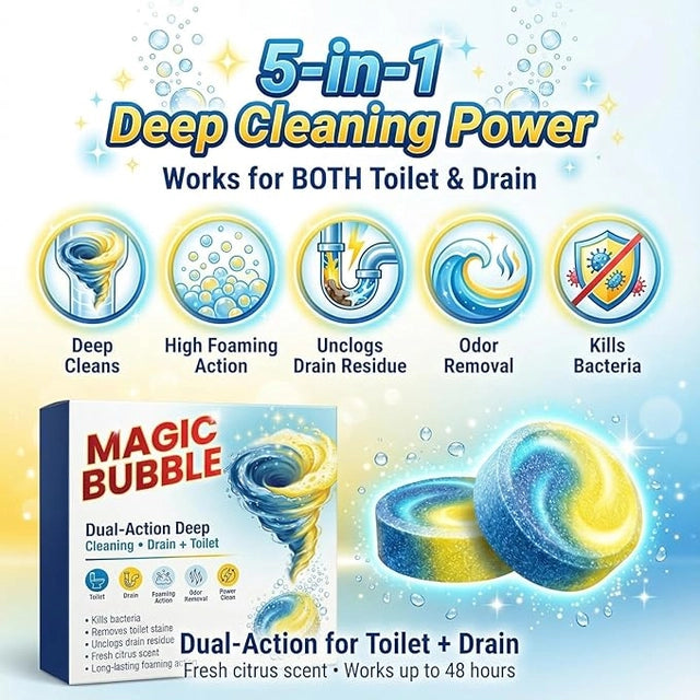 Magic Bubble Dual-Action Toilet & Drain Cleaning Tablets (24 Tablets)