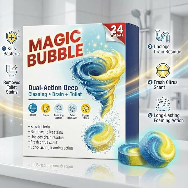 Magic Bubble Dual-Action Toilet & Drain Cleaning Tablets (24 Tablets)
